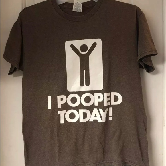 Delta Other - "I Pooped Today" Brown YouthT-Shirt Funny Novelty Stick Figure  Large